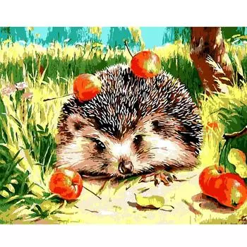 Рамка Diy Картина по номерам для стартового набора Ежик Животные Маркер по номерам Подарок своими руками для домашнего настенного искусства 40x50 40x50cm NO Frame
