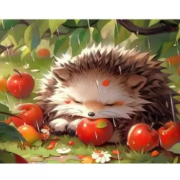 Рамка Diy Картина по номерам для взрослых Наборы Ежик Животные Настенное искусство Подарок Акриловая краска по номеру Картина для домашнего декора 40x50 см 40x50cm NO Frame