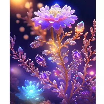 Рамка Diy Картина по номерам для взрослых Наборы для начинающих Фэнтези Фиолетовый цветок Картина по номерам Подарок своими руками Ручная работа для дома Настенные художественные декорации 40x50 40x50cm NO Frame