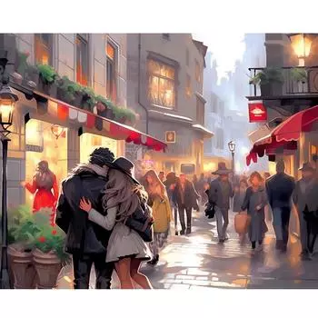 Рамка Diy картина по номерам уличный пейзаж любовник картина по номерам картина для домашнего декора 40x50 см 40x50cm NO Frame