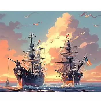Рамка Diy картины по номерам наборы закат лодка акриловая краска по номерам для взрослых на холсте современный домашний декор стены 40x50 см 40x50cm NO Frame