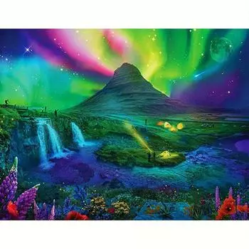 Рамка для алмазной живописи, мозаика, горный пейзаж, Аврора, картина со стразами, вышивка для взрослых, ремесла, домашний декор 30x40 см 30x40cm NO Frame