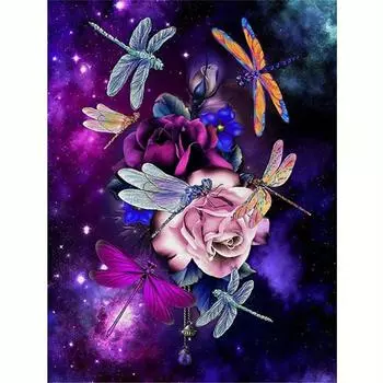 Рамка для алмазной живописи Стрекоза животных Стразы 5D DIY Вышивка крестиком Роза Мозаика подарок ручной работы 30x40 см 30x40cm NO Frame