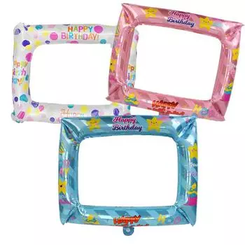 Рамка для фото из воздушных шаров 1 шт. С днем рождения, выпускной, украшения, фольгированные шары, надувная рамка для фото, фотобудка на день рождения As Picture красный