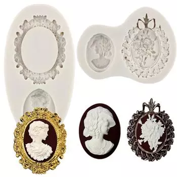 Рамка для фото с камеей, силиконовая форма, формы для помадки, сделай сам, форма для эпоксидной смолы из сахарной смолы, шоколадная мастика, конфеты, глиняные формы из смолы красный