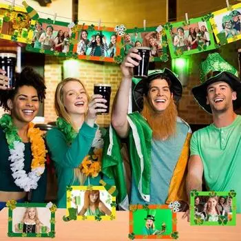 Рамка для фото своими руками St.. День Святого Патрика нетканый держатель для фотографий Lucky Shamrock Clover фоторамка для дома ирландский день празднование вечеринка декор жёлтый