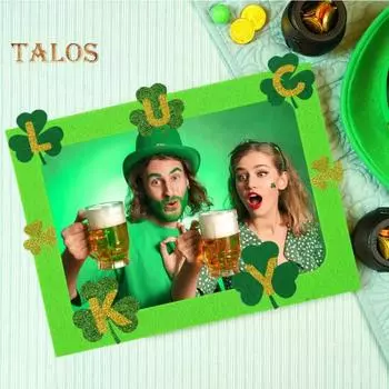 Рамка для фото своими руками St.. День Святого Патрика нетканый держатель для фотографий Lucky Shamrock Clover фоторамка для дома ирландский день празднование вечеринка декор жёлтый