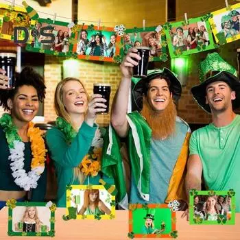 Рамка для фото своими руками St.. День Святого Патрика нетканый держатель для фотографий Lucky Shamrock Clover фоторамка для дома ирландский день празднование вечеринка декор жёлтый