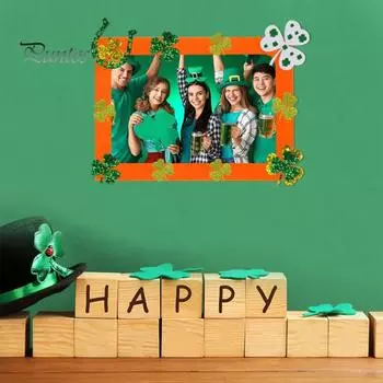 Рамка для фото своими руками St.. День Святого Патрика нетканый держатель для фотографий Lucky Shamrock Clover фоторамка для дома ирландский день празднование вечеринка декор оранжевый