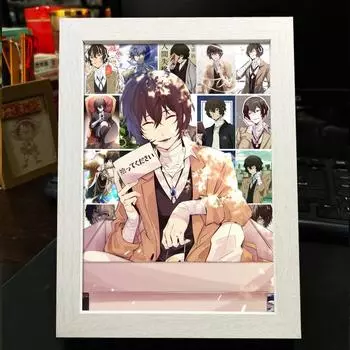 Рамка для фото в стиле аниме Bungo Stray Dogs: Дазай Осаму, Рюносуке Акутагава, Накахара Чуя - готовый стенд для фотоколлажа в подарок Dazai Osamu