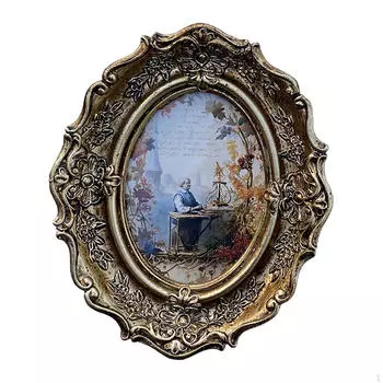 Рамка для фотографий из смолы, держатель для карточек, рамка для фотографий с тиснением и цветочным рисунком с подставкой для мольберта и крючком для