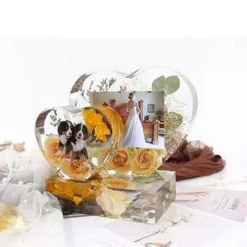 Рамка для фотографий на День святого Валентина, формы из смолы, прямоугольная рамка для фотографий, силиконовая форма, форма из эпоксидной смолы в форме сердца, изготовление поделок B