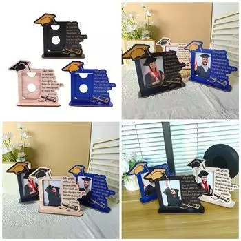 Рамка для фотографий на выпускной 2024 года для дочери и сына, деревянная резная офисная домашняя настольная рамка для фотографий, рамка для выпускного разноцветный