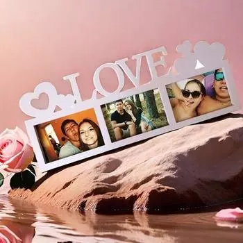 Рамка для фотографий с изображением сердца и букв Love, деревянная настольная подставка для фотографий для домашнего декора ко дню святого Валентина