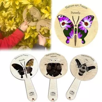 Рамка для искусства природы, деревянная полая рамка с изображением божьей коровки, пчелы, бабочки, реквизит для фотографий, образовательный художественный инструмент, подарок для детей, любителей природы Ladybug