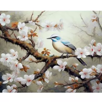 Рамка для изображения по номерам с птицами и цветами, ручная роспись, подарочный рисунок, акриловое украшение для дома, картина по номерам, настенное искусство 40x50 см 40x50cm NO Frame