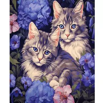 Рамка для картин по номерам, наборы кошек, животных, картина по номерам для взрослых, рисунок на холсте, ручная роспись, домашний декор, искусство, подарок «сделай сам», 40x50 см 40x50cm NO Frame