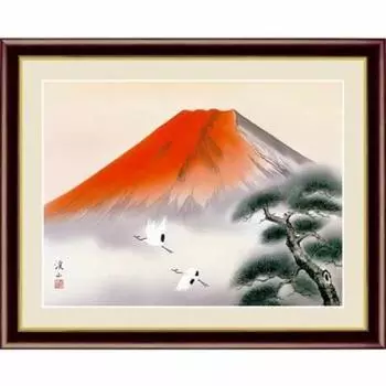 Рамка для картины Fuji в рамке красного цвета Fuji Ito Keizan Рамка украшения 42 см x 34 см Рамка Искусство Удачи Удачи Японская живопись Картина Гора Фудзи