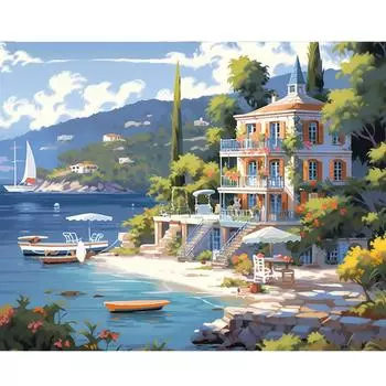 Рамка для картины по номерам, наборы для взрослых, пляжное настенное искусство, подарок «сделай сам», акриловая краска на холсте для украшения дома 40x50 см 40x50cm NO Frame