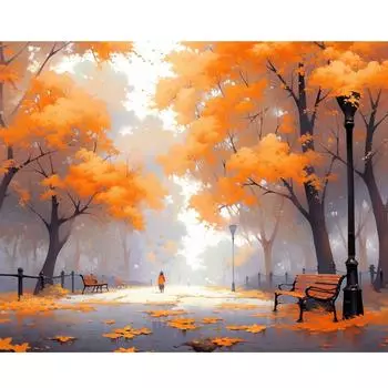 Рамка для картины по номерам, осенний садовый пейзаж, картина по номерам на холсте для взрослых, украшение дома, подарок 40x50 см 40x50cm NO Frame