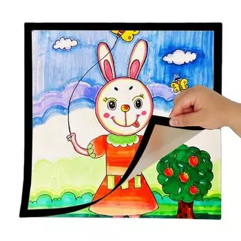 Рамка для картины со стразами 12x12 дюймов Магнитные художественные рамки Аксессуары для живописи Магнитная квадратная фоторамка Самоклеящаяся для стены жёлтый