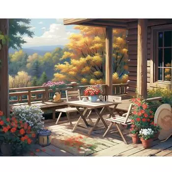 Рамка для картины в саду по номерам, наборы для взрослых, акриловая краска на холсте для украшения дома, поделки, настенное искусство 40x50 см 40x50cm NO Frame