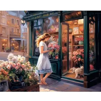 Рамка для магазина, женская картина по номерам, холст, рисунок, ручная роспись, наборы акриловых красок, уникальный подарок, Настенный декор 40x50 см 40x50cm NO Frame