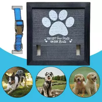 Рамка для памяти питомца, держатель для ошейника из дерева, дисплей, памятный подарок для утраченных собак и кошек, сочувственный подарок, деревянный знак