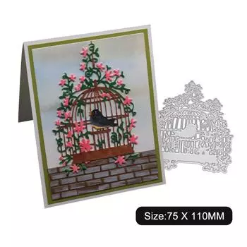 Рамка для птичьей клетки металлическая серебристая трафаретная вырубка штампы для скрапбукинга своими руками изготовление открыток из бумаги серебряный