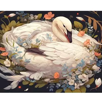 Рамка для рисования акриловыми красками по номерам, наборы для взрослых, Лебедь, раскраска животных по номерам для домашнего декора, 40x50 см 40x50cm NO Frame