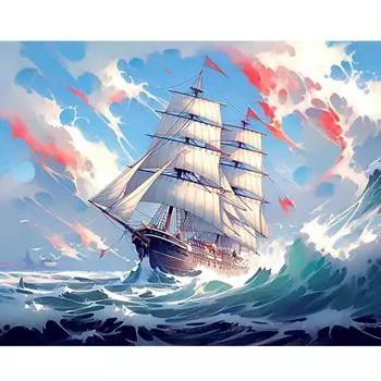 Рамка для рисования лодки по номерам для взрослых, наборы для начинающих, раскраска по номерам, поделки своими руками, ручная работа для украшения дома, 40x50 см 40x50cm NO Frame