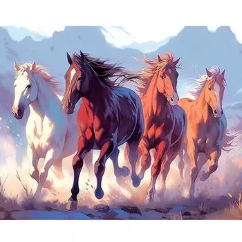 Рамка для рисования лошадей по номерам для взрослых, наборы с животными, картина, художественная акриловая краска, сделай сам, подарочная краска с номером для украшения дома, 40x50 см 40x50cm NO Frame