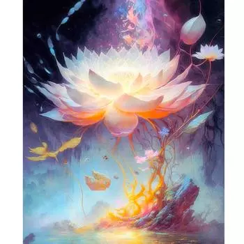 Рамка для рисования лотоса по номерам для взрослых, наборы цветов, краска ручной работы по номерам, стартовый набор для домашнего настенного искусства 40x50 см 40x50cm NO Frame