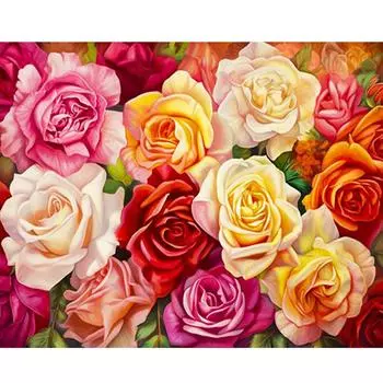 Рамка для рисования по номерам, цветы, современное настенное искусство, холст, картина, краска по номерам, ручная роспись для взрослых, домашний декор 40x50 см 40x50cm NO Frame