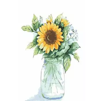 Рамка для рисования по номерам для начинающих, наборы подсолнухов, современная картина по номерам, акриловая краска с кистями, подарок для дома, 40x50 см 40x50cm NO Frame