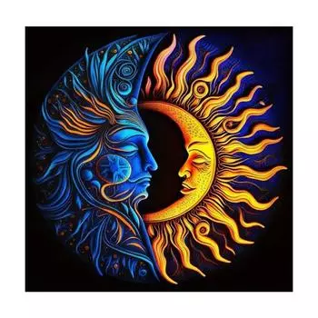 Рамка для рисования по номерам для начинающих, наборы для рукоделия, абстрактное лицо, луна, акриловая краска на холсте для настенного художественного декора 40x40 40x40cm NO Frame
