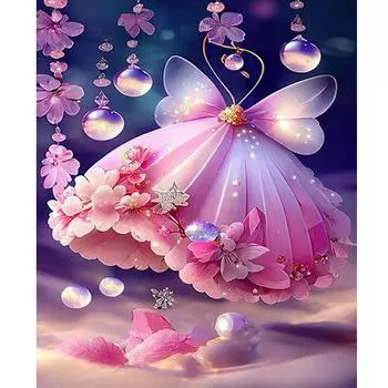 Рамка для рисования по номерам для начинающих, набор розовая картина, платье с бабочкой, краска по номерам для домашнего настенного искусства 40x50 40x50cm NO Frame