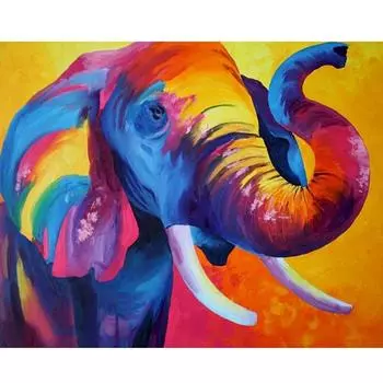 Рамка для рисования по номерам для стартового набора, поделки своими руками, акриловая краска на холсте, слон для домашней стены Artwrok 40x50 40x50cm NO Frame