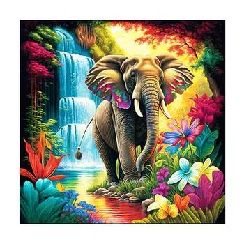 Рамка для рисования по номерам для взрослых, наборы слонов и животных, изображение с цифрами краски для украшения дома 40x40 40x40cm NO Frame