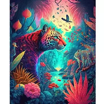 Рамка для рисования по номерам для взрослых, наборы для настенного искусства, животные, леопардовая раскраска по номерам, акриловая краска, поделки своими руками для домашнего декора 40x50 40x50cm NO Frame