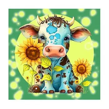 Рамка для рисования по номерам для взрослых, стартовый набор, корова, животные, картина по номерам, подсолнух, подарок «сделай сам», украшение для дома 40x40 40x40cm NO Frame