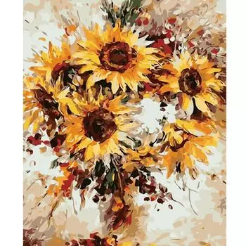 Рамка для рисования по номерам для взрослых, набор подсолнечника, акриловая краска с цифрами для домашнего декора, подарок «сделай сам», 40x50 40x50cm NO Frame