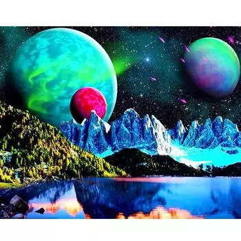 Рамка для рисования по номерам для взрослых, наборы для начинающих, картина «Луна, гора», настенная картина, подарок для домашнего декора, 40x50 40x50cm NO Frame