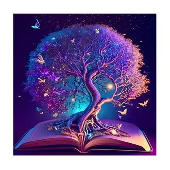 Рамка для рисования по номерам для взрослых, наборы для пейзажной картинки по номерам, книжное дерево, наборы для начинающих, поделки своими руками для домашнего декора 40x40 40x40cm NO Frame