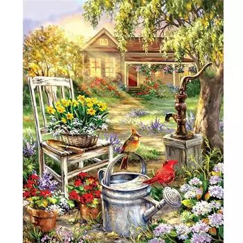 Рамка для рисования по номерам для взрослых, наборы, птичий сад, пейзаж, современная настенная художественная картина для украшения дома, поделки своими руками 40x50 см 40x50cm NO Frame