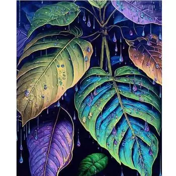 Рамка для рисования по номерам для взрослых, стартовые наборы, красочные листья, акриловая краска на холсте, настенная художественная картина, ручная роспись для домашнего декора 40x50 40x50cm NO Frame