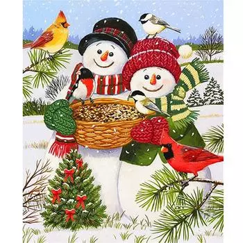 Рамка для рисования по номерам для взрослых, наборы Снеговик, ручная работа, настенная картина с номерами для рождественского украшения дома 40x50 см 40x50cm NO Frame
