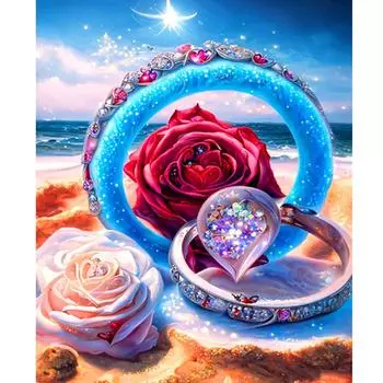 Рамка для рисования по номерам для взрослых, наборы цветов, кольцо, пляжная акриловая краска, ручная работа, настенная картина для домашнего декора 40x50 см 40x50cm NO Frame