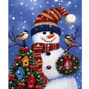 Рамка для рисования по номерам для взрослых, стартовый набор, рождественский подарок, настенная картина, картина по номерам, снеговик для домашнего декора, 40x50 40x50cm NO Frame