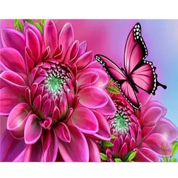 Рамка для рисования по номерам для взрослых, наборы цветов и бабочек, акриловая краска, настенная художественная картина для домашнего декора 40x50 см 40x50cm NO Frame